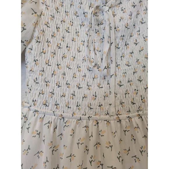 Wild Fable Women's Size XS White Floral Mini Dress Smocked Puff Sleeve - Picture 4 of 10